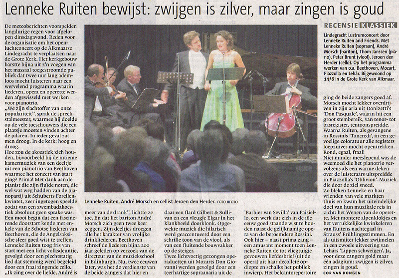 Recensie uit het Noordhollands Dagblad van 16 augustus 2007