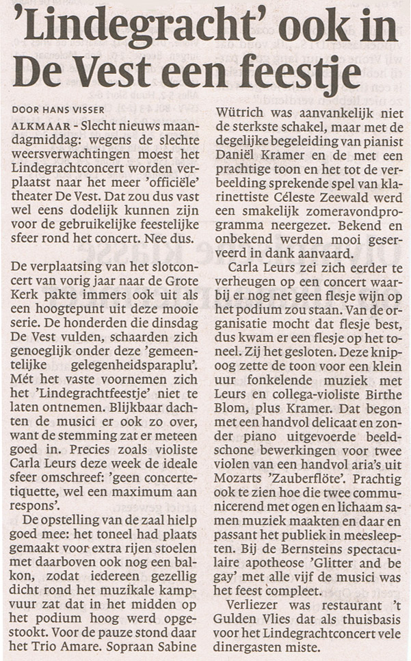 Recensie in het Noordhollands Dagblad van 14 augustus 2008